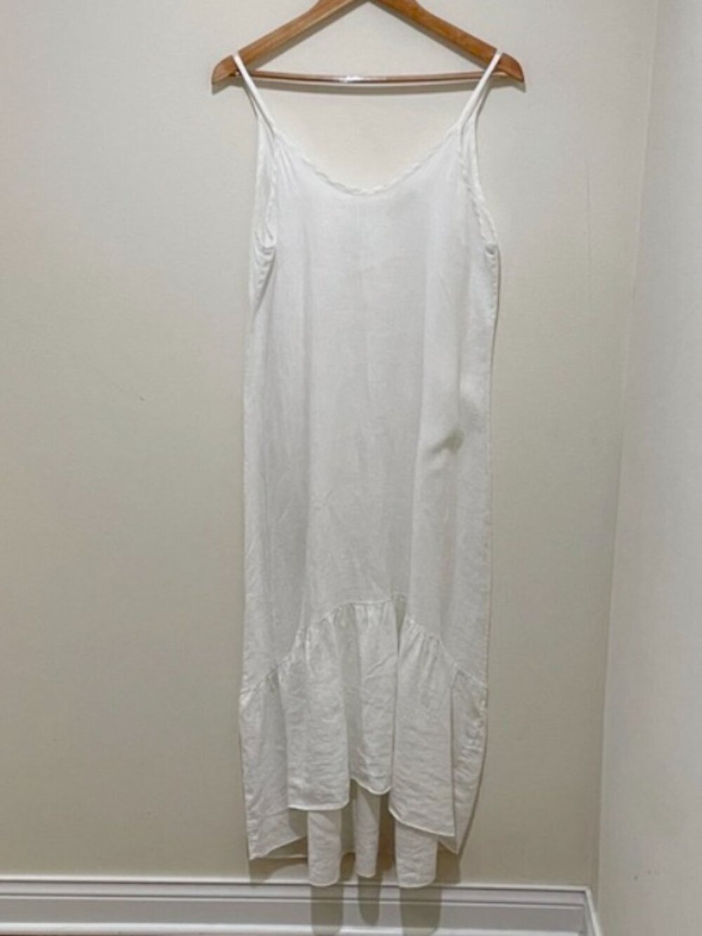 SOLD Terzo Millennio Line Slip Dress Ruffled Hem 100% Linen Made in Italy Size M - Picture 2 of 10